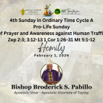 HOMILY| 4th Sunday in Ordinary Time  Cycle A, Pro-Life Sunday, Day of Prayer and Awareness against Human Trafficking